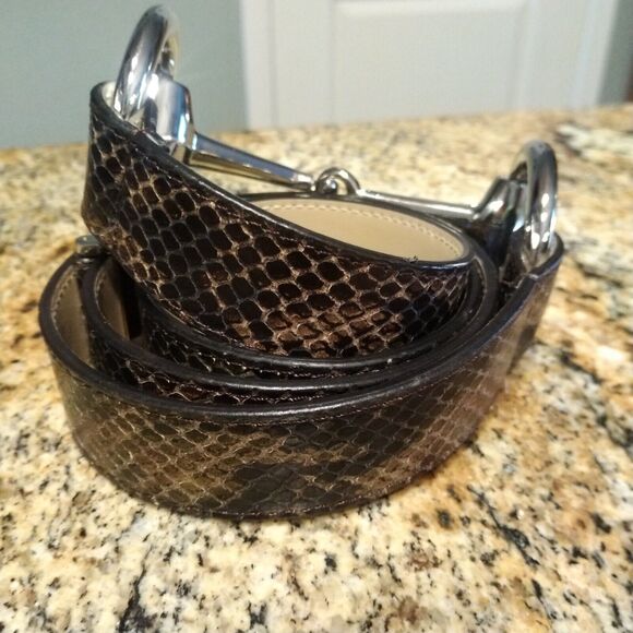 Via Spiga Women's Snake Print Leather Belt Size M-XL Adjustable Belt Buckle - Picture 4 of 16